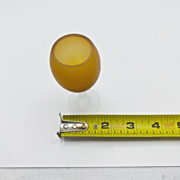 Vintage Frosted Amber White Glass Stemmed Cordial Shot Glasses Set of 5 60s 70s - Picture 7 of 7